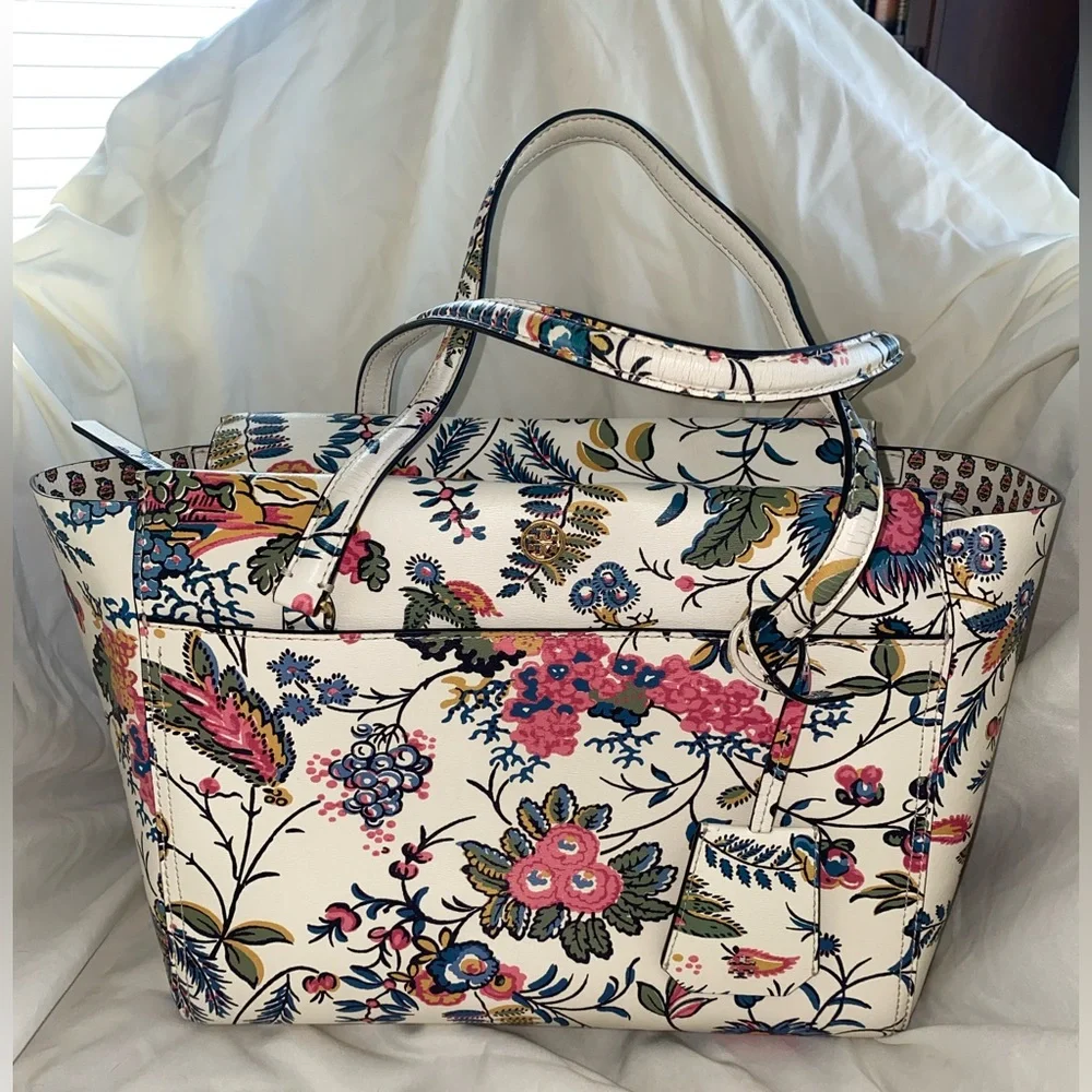 Tory Burch Parker Multicolor Floral Tote Bag - Picture 1 of 8